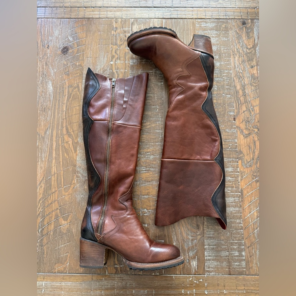 Freebird by Steven Calgary Brown Leather Knee-High Boots, Size 8